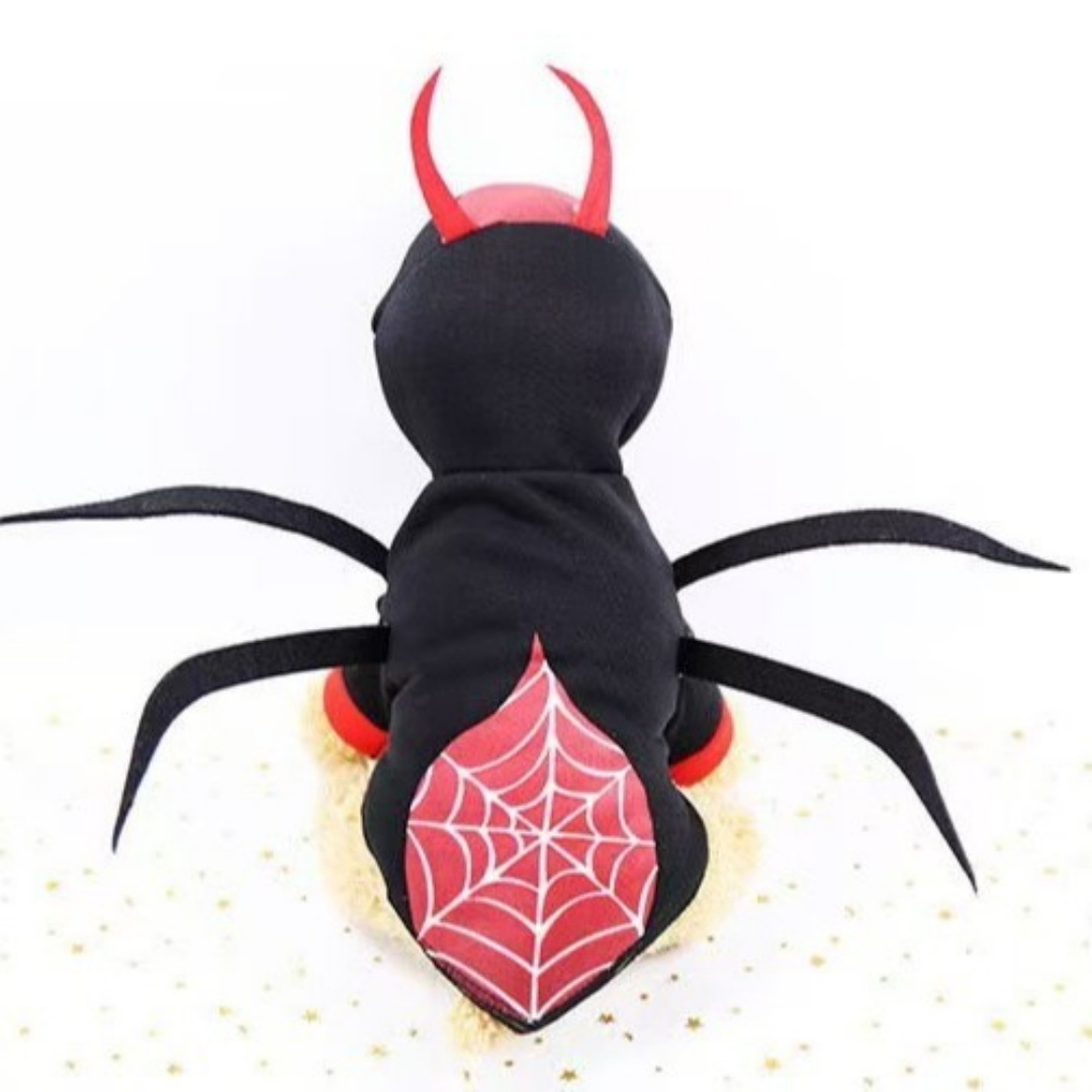 Spider Pet Costume Halloween Devil Design with Web Pattern